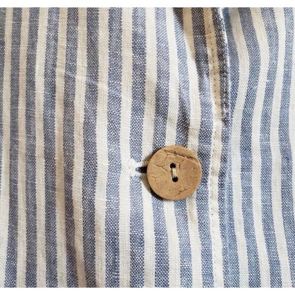 Tahari Blazer Women L Blue White Striped Linen Two Button Preppy Timeless Jacket - Picture 2 of 8